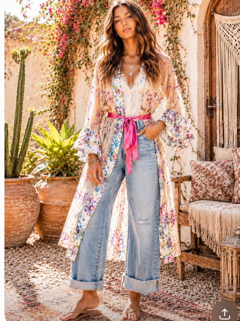 🆕 ARATTA IBIZA EMBELLISHED MESH KIMONO